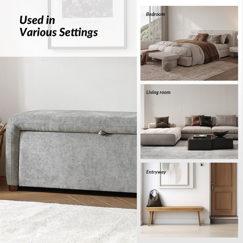 Gustavo Contemporary Storage Bench with Solid Wood Legs by HULALA HOME