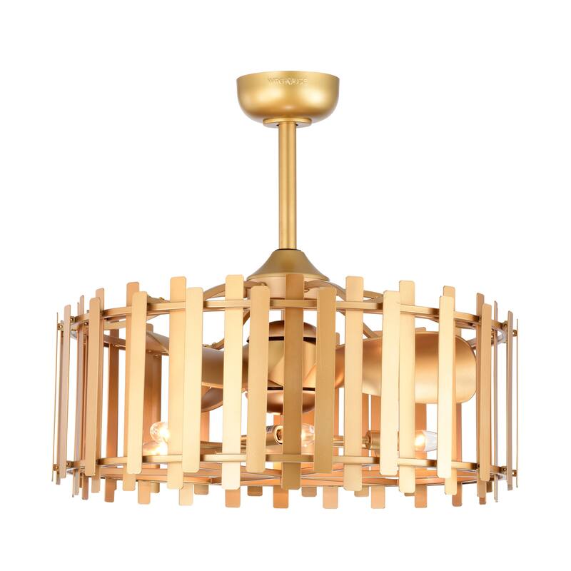 Daniyal 26-inch Matte Gold 6 Lights 3 Blades Lighted Ceiling Fan with Remote