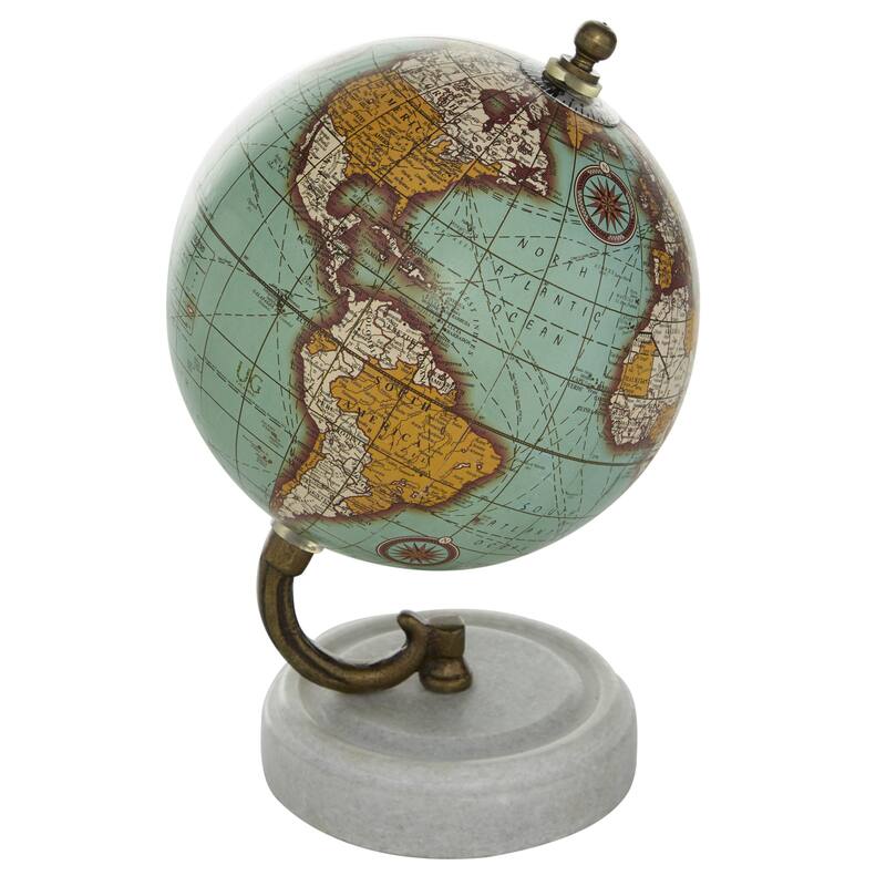 Teal, Black or White Marble Globe with Marble Base