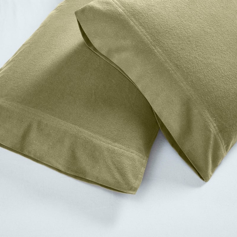 Superior Solid Flannel Cotton Fuzzy Pillowcases, Set of 2