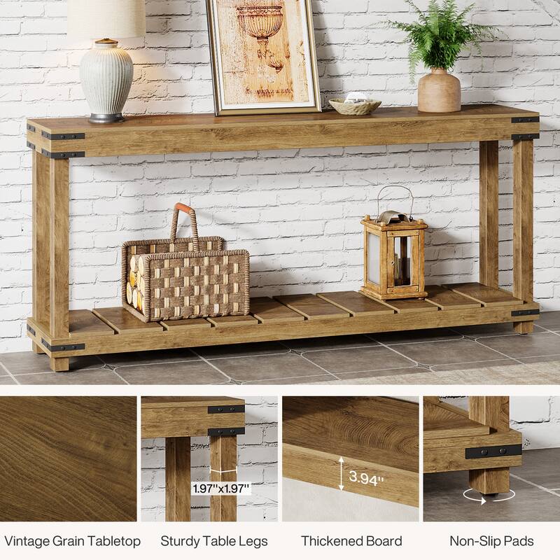 70.9-Inch 2-Tier Extra Long Console Sofa Table for Entryway