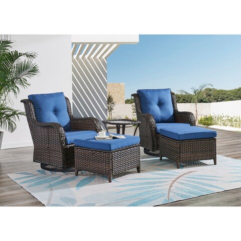 Rilyson 5-Piece Outdoor Furniture Set, Swivel chairs with Ottomans