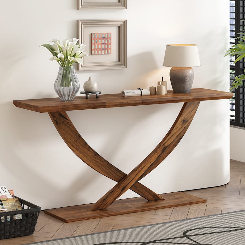 Rustic Console Table Brown Side Table Tea & Coffee Table - Brown