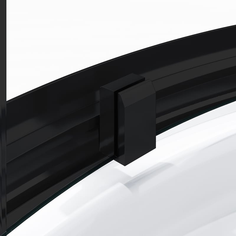 Elegant 36.7 in. W x 36.7 in. D x 72 in. H Black Frame Curve Corner Entry Shower Enclosure with Sliding Glass Doors