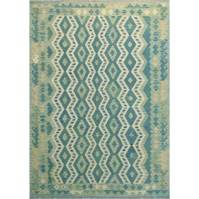Flatweave Udell Blue/Ivory Rug - 5'9" x 8'2"