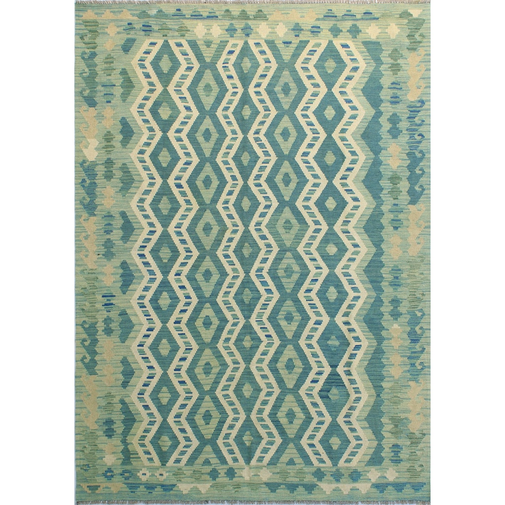 Flatweave Udell Blue/Ivory Rug - 5'9" x 8'2"