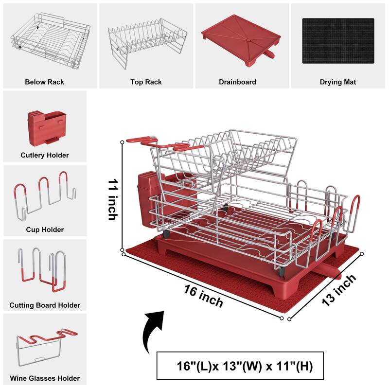 JASIWAY 2 Tier Kitchen Stainless Steel Dish Rack