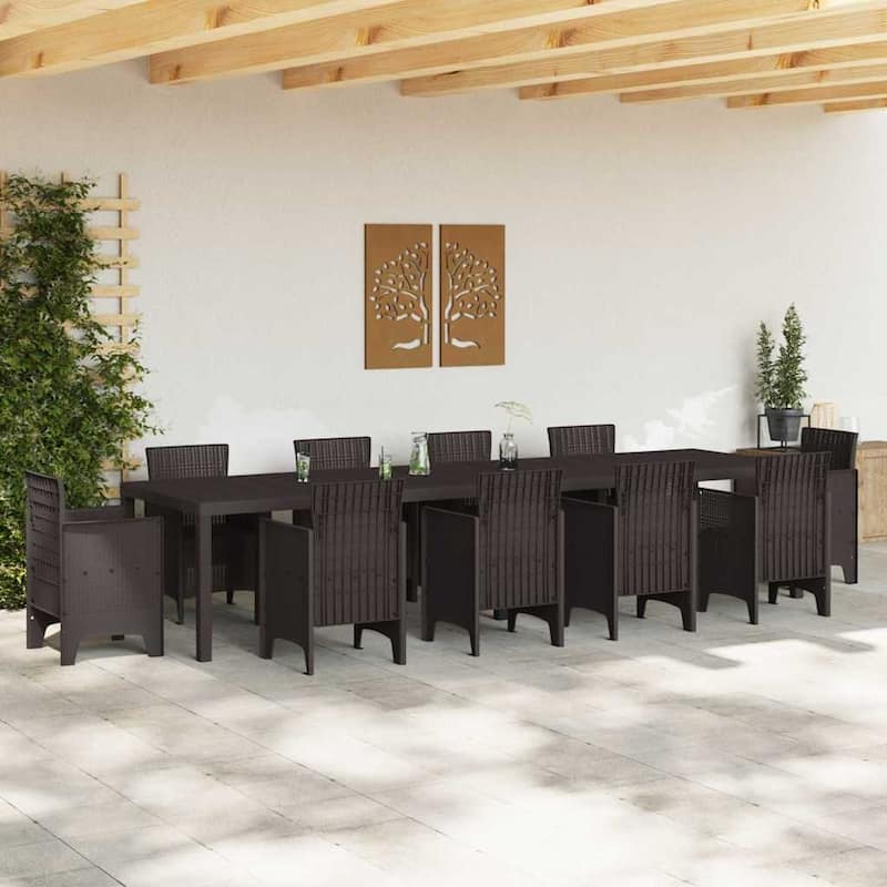 vidaXL Garden Table Anthracite/Brown poly rattan