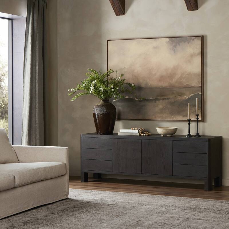 Marie Media Console-Smoked Black Oak Veneer - Smoked Black