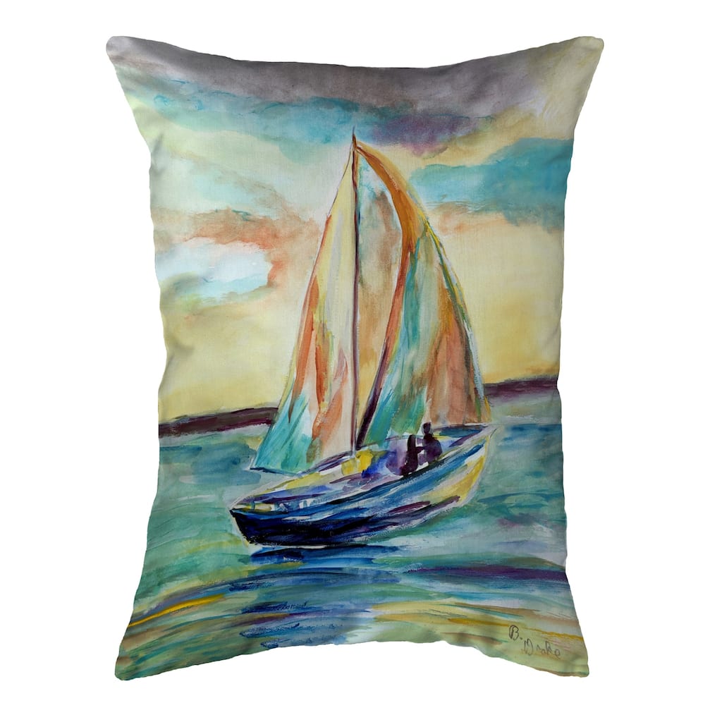 Teal Sailboat Noncorded Pillow