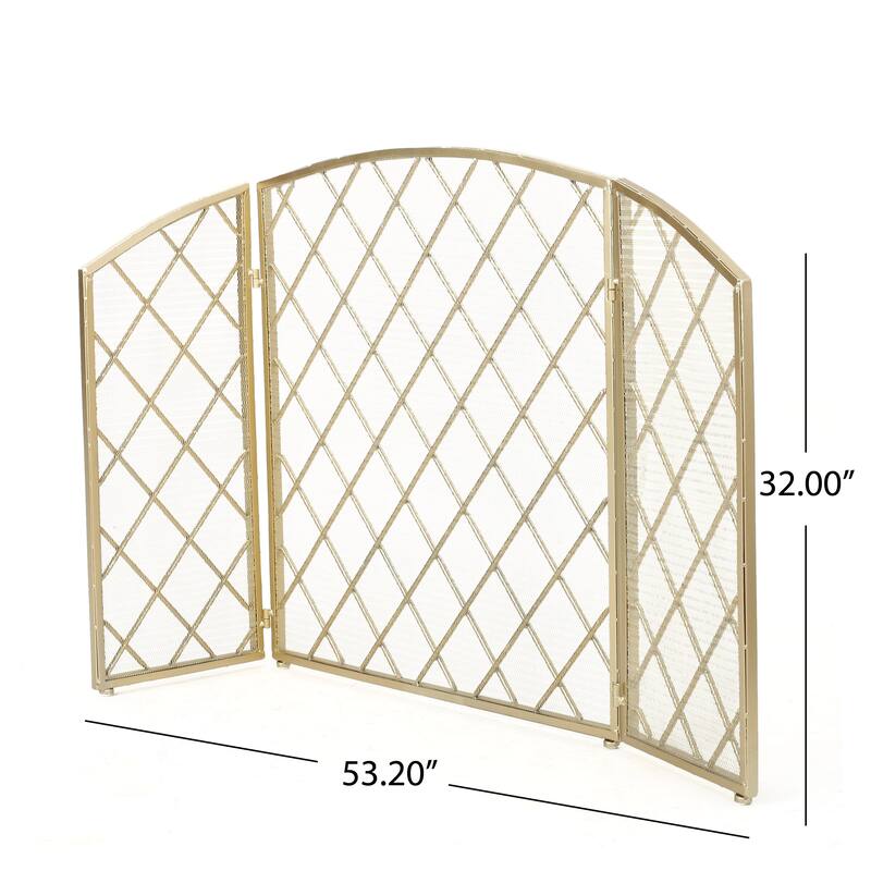 Roomfitters Modern Geometric Fireplace Screen, Single-Panel Design with Stylish Circle Patterns and Durable Mesh