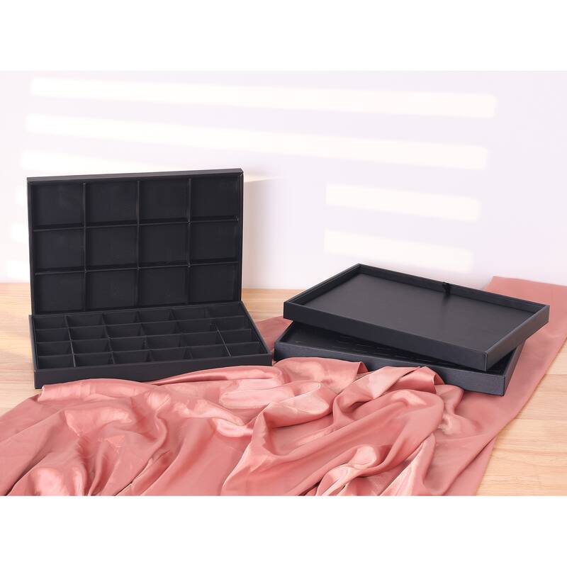 PU Leather Jewelry Organizer Trays with Removable Dividers for Drawers, Jewelry Organizer Drawer Container Display Case Storage