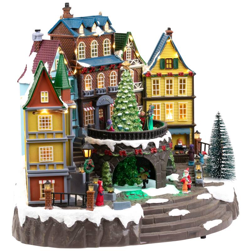 LED Lighted and Musical City Hall Christmas Village Display - 12.5"