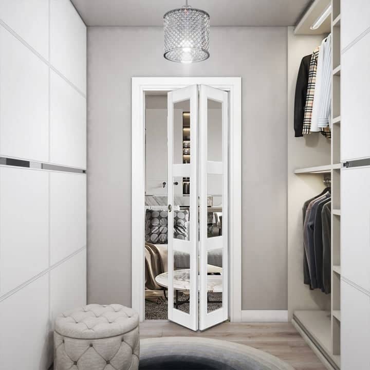 SartoDoors Lucia 2555 | Closet Door Bi-fold Door | Solid Wood w/ Glass | Hardware Set | 18x80, Matte Black Bedroom Door