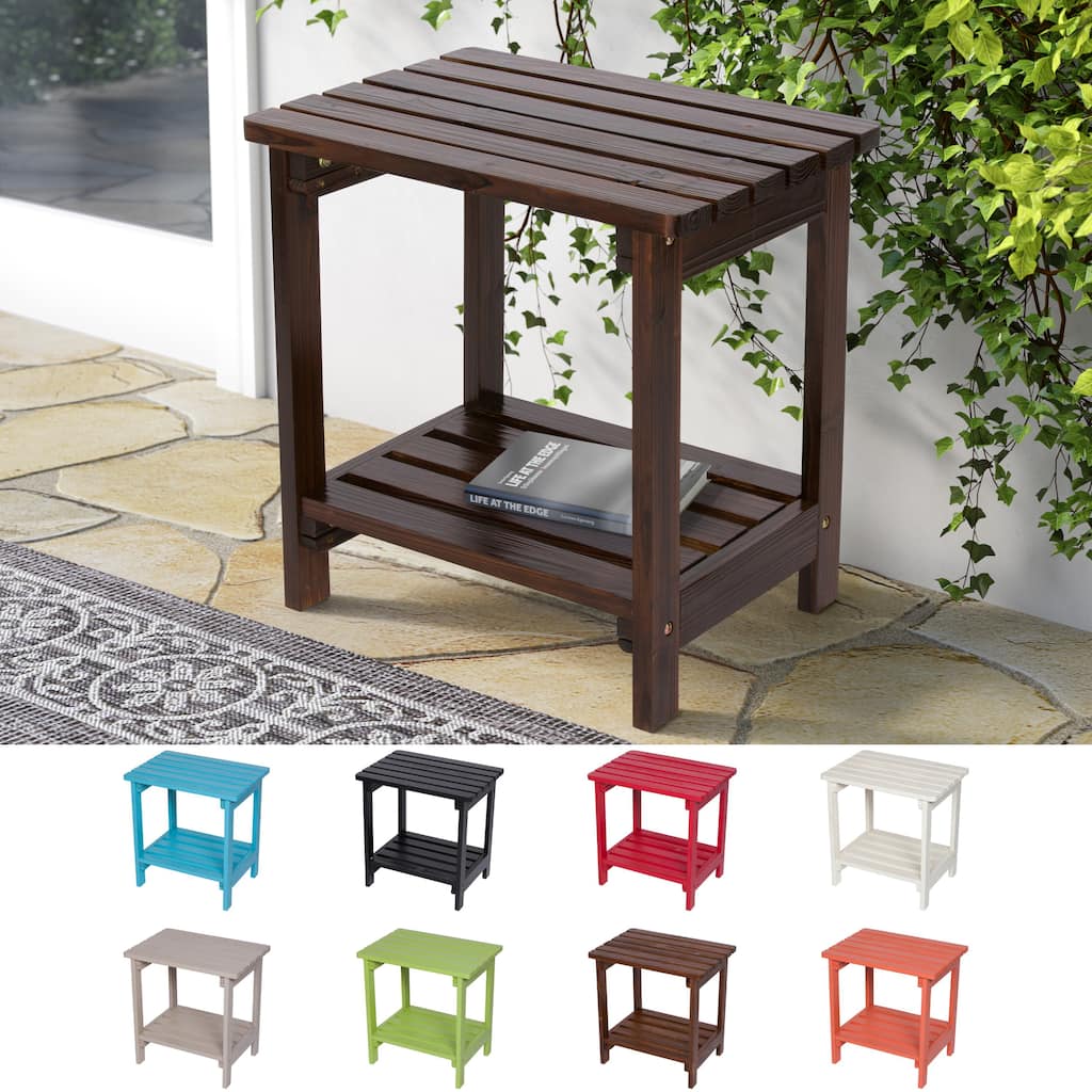 Laguna Adirondack Weather-Resistant 19.75" Wood 2 Tier Side Table by Porch & Den