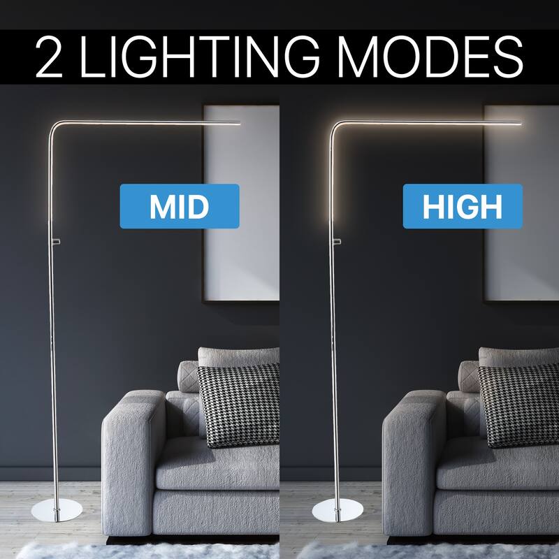 Roxanna 63" LED Integrated Floor Lamp, Chrome by JONATHAN Y - 63" H x 33.5" W x 8.75" D
