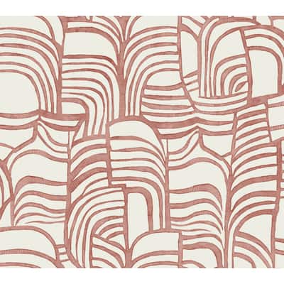 Featherwork Red Premium Peel and Stick Wallpaper