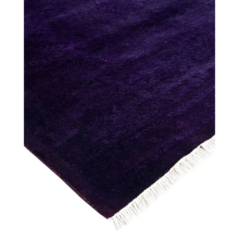 Overton Hand Knotted Wool Vintage Inspired Modern Contemporary Overdyed Purple Area Rug - 9' 3" x 17' 6"