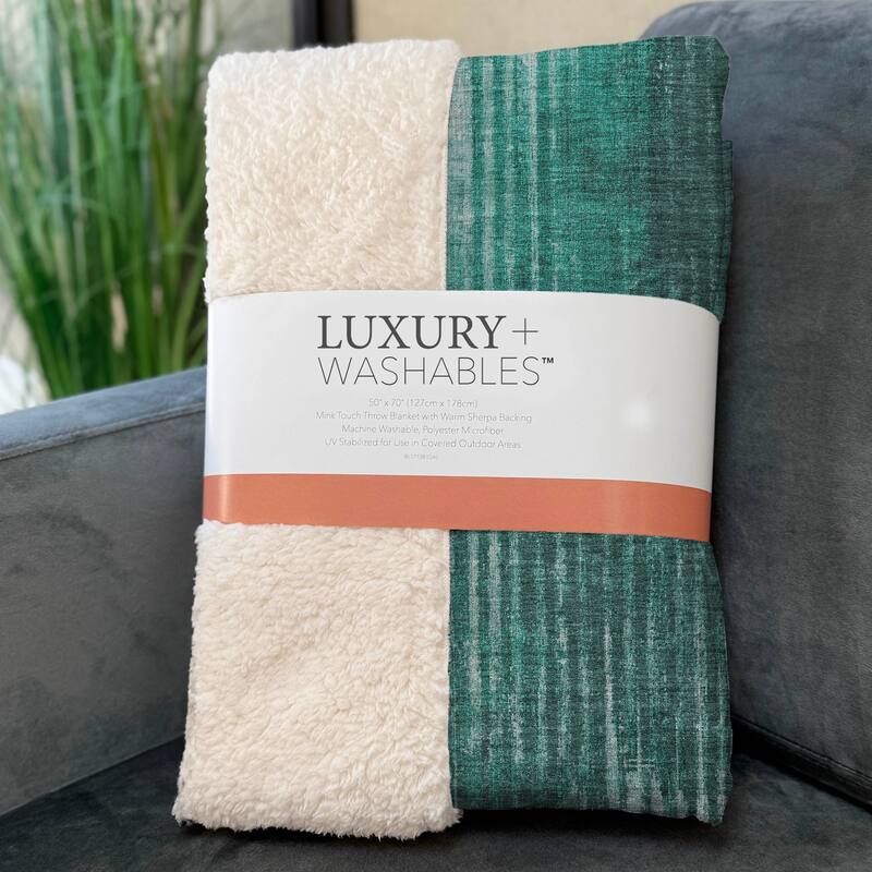 Premium Machine Washable Casual Contemporary Sherpa Throw Blanket