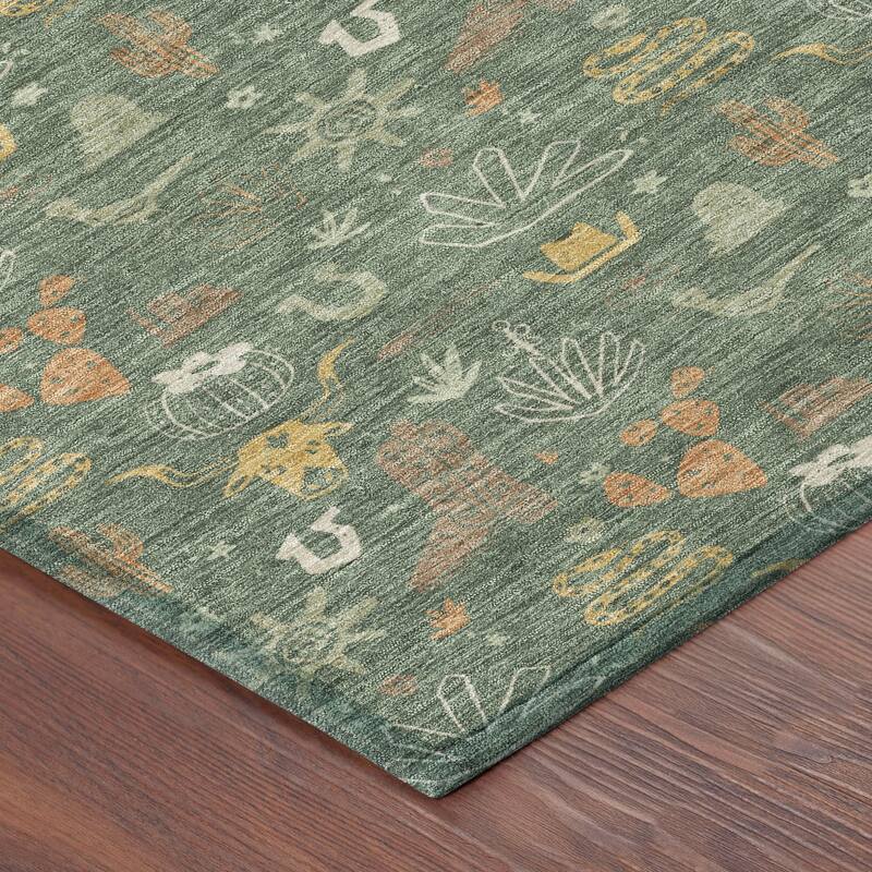 Machine Washable Indoor/ Outdoor Cowboy Ranch Chantille Rug