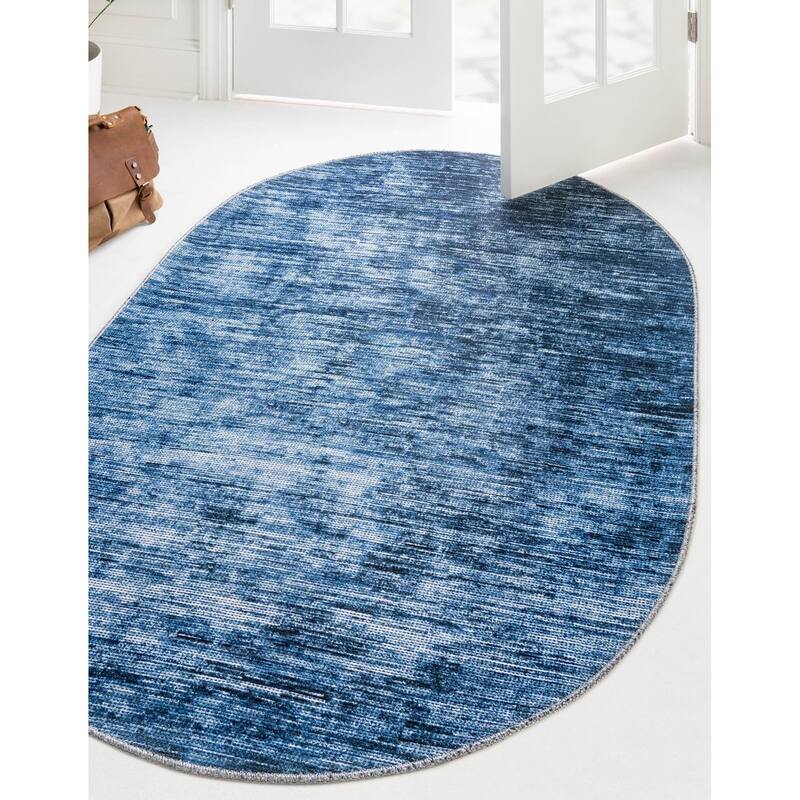 Contemporary Kayst Collection Area Rug - Blue - 4'x6' Oval
