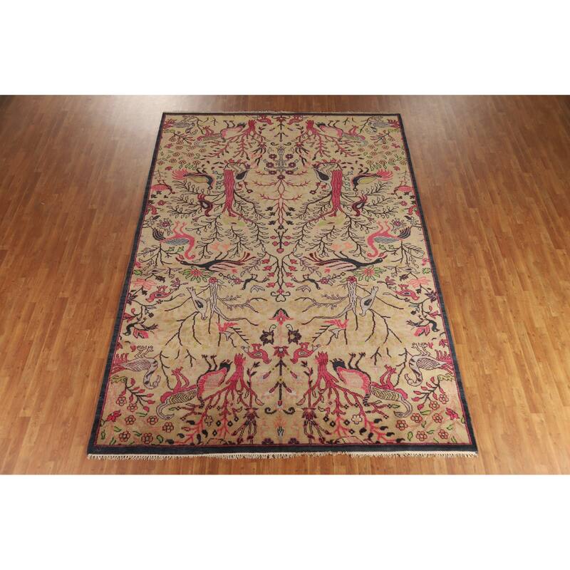 Hand Knotted Oriental 100% Wool Carpet Traditional All-Over Brown Ziegler Area Rug - 12' 2'' X 8' 8''