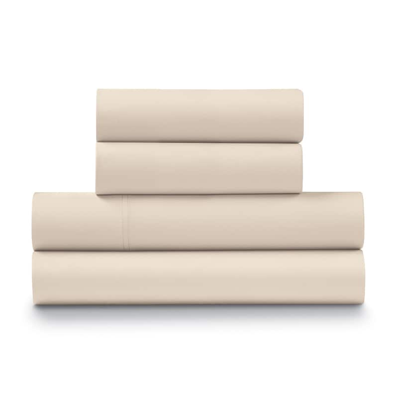 Ella Jayne 100% Cotton Percale Cool and Crisp Deep Pocket Sheet Set - Sand - Full