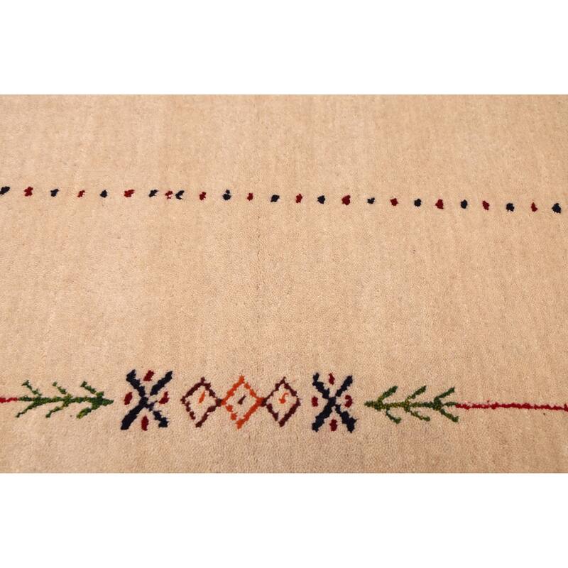 ECARPETGALLERY Hand Loomed Kashkuli Gabbeh Ivory Wool Rug - 4'10 x 7'10