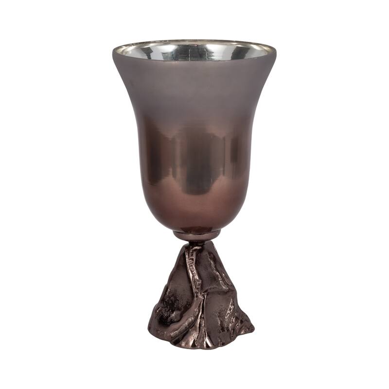 Sagebrook Home Glass Metallic Round 2Tone Chalice Vase