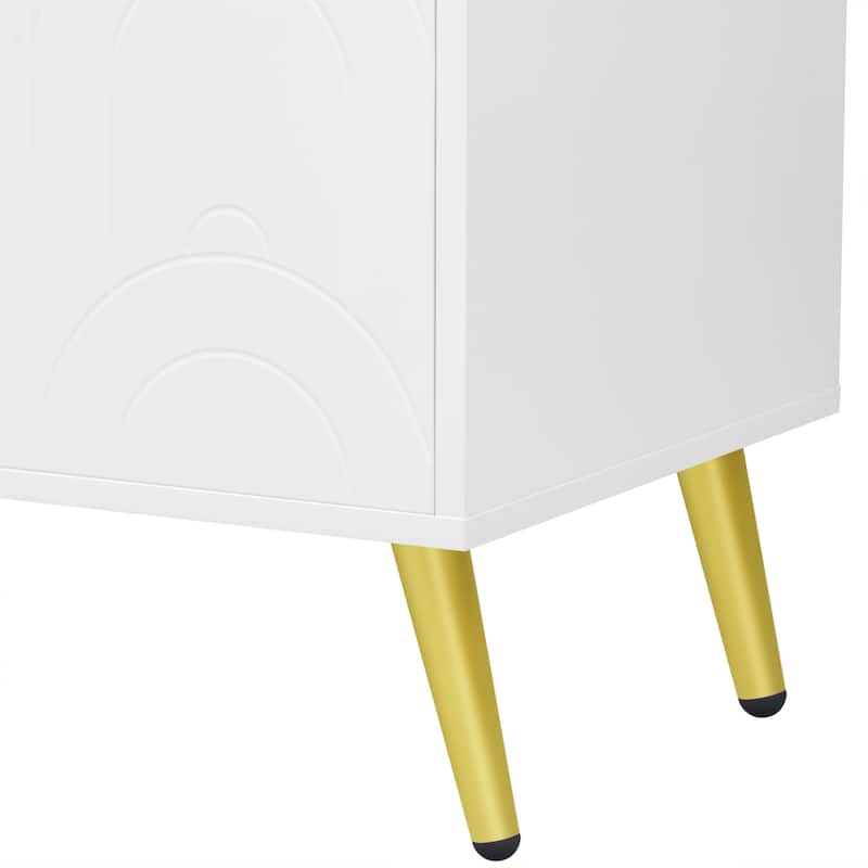 53.1"Modern TV Stand with Gold Metal Legs with Open Shelves and Cable Management