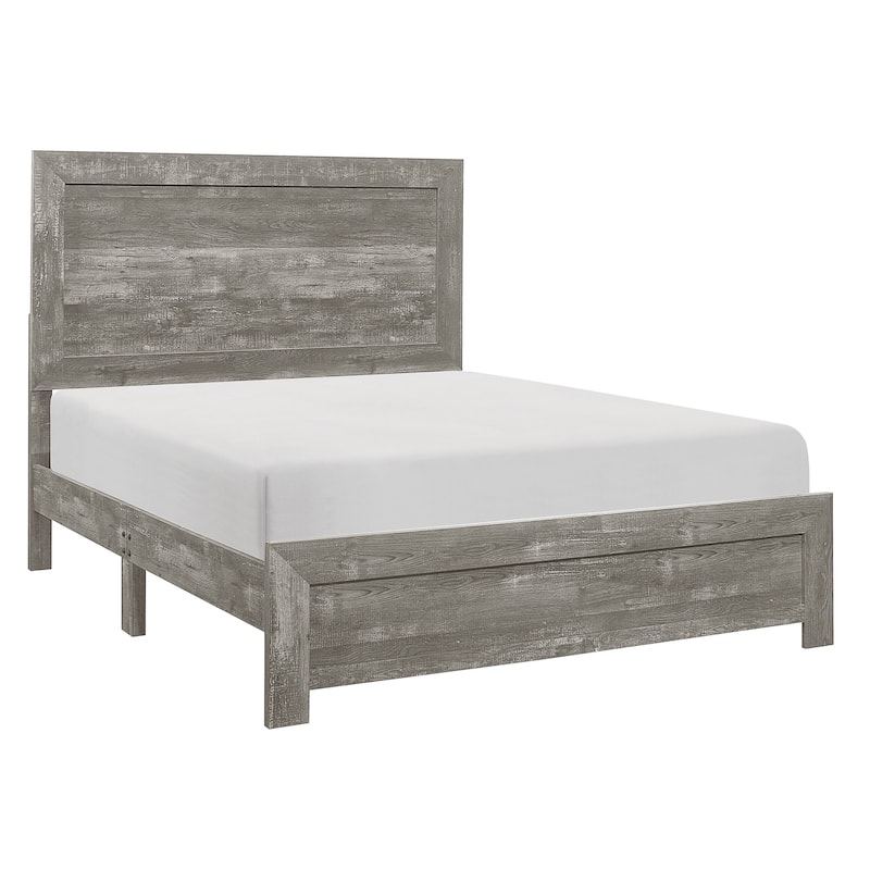 Eby King Size Bed, Rustic Farmhouse Style, Gray Finish Wood Veneer