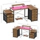 preview thumbnail 13 of 24, 71'' L-Shaped Desk with File Drawers, Reversible Computer Desk with Power Outlets and Smart LED Lights