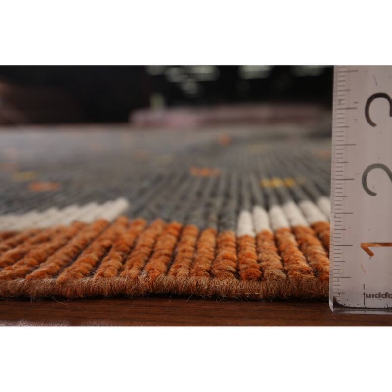 Striped Grey Moroccan Large Modern Area Rug Handmade Wool Carpet - 11'9"x 18'11"