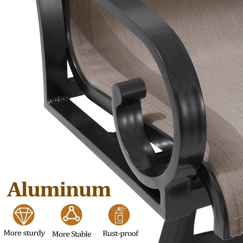 Outdoor Indoor Aluminum Patio Swivel Bar Stools Dining Chairs Sunbrella Textilene Fabric