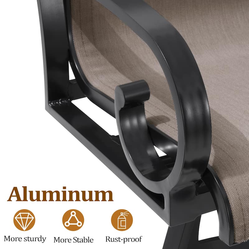 Pellebant Outdoor Aluminum Patio Swivel Bar Stools Sunbrella Textilene Sling