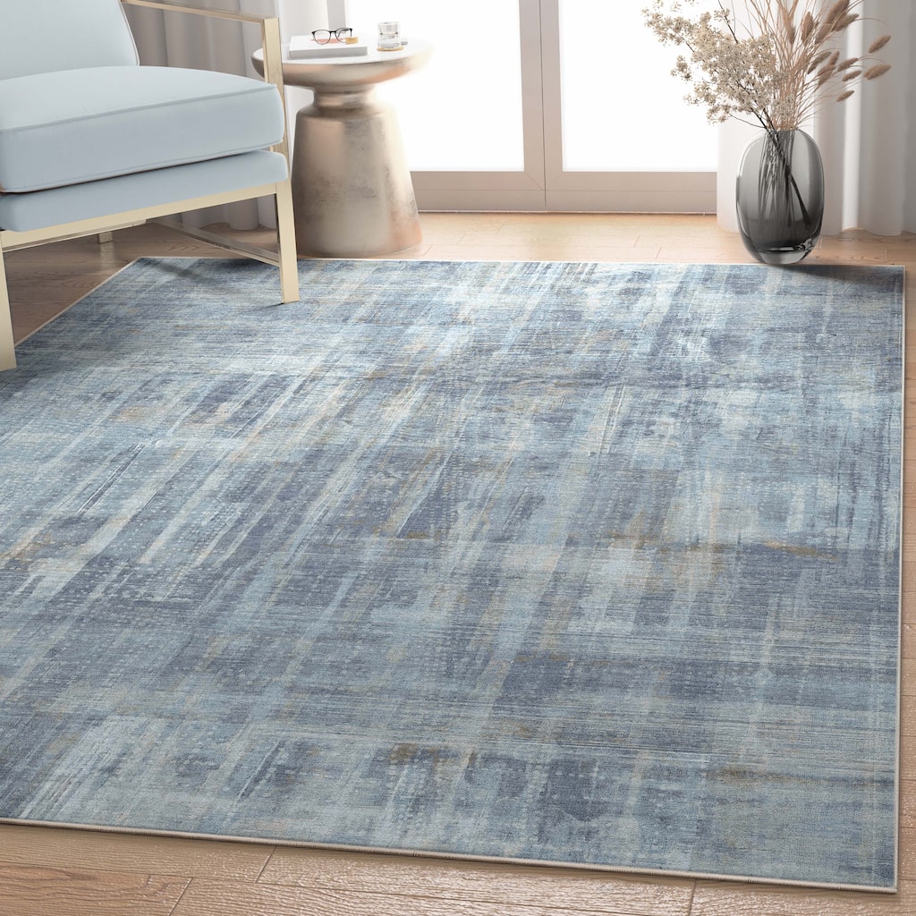 Well Woven Abstract Toronto Modern Brushstroke Flat-Weave Area Rug
