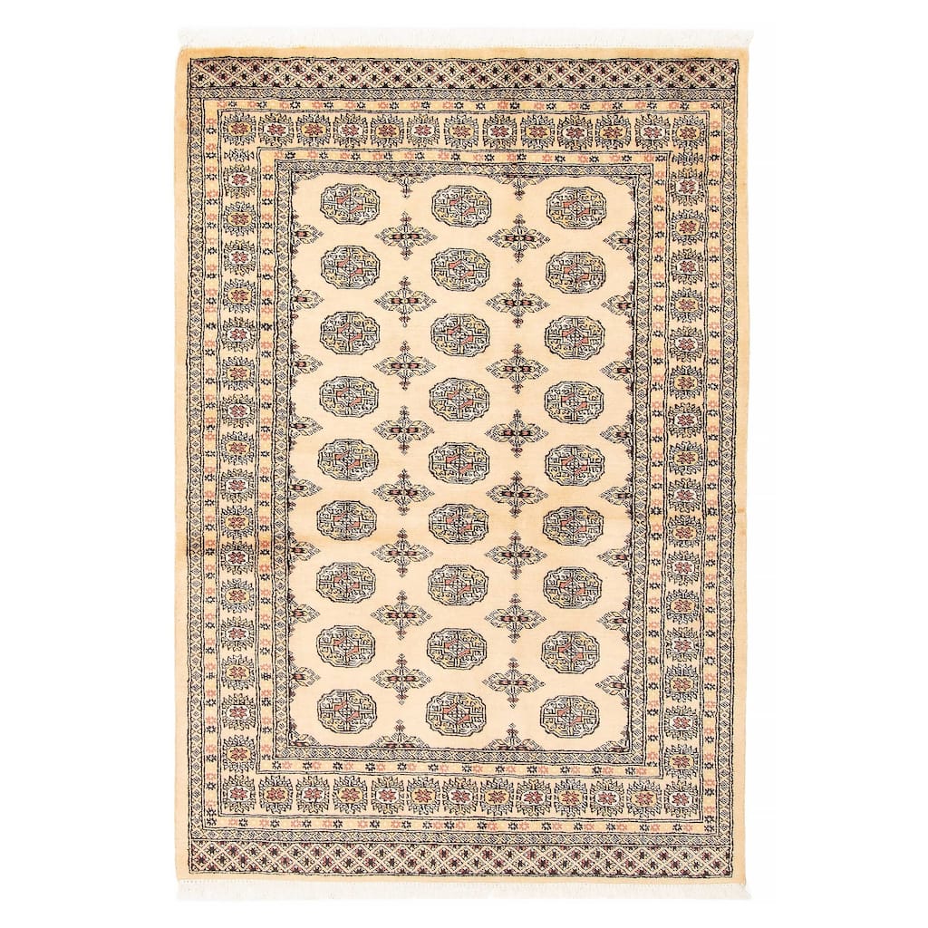 ECARPETGALLERY Hand-knotted Peshawar Bokhara Beige Wool Rug - 4'8 x 6'9