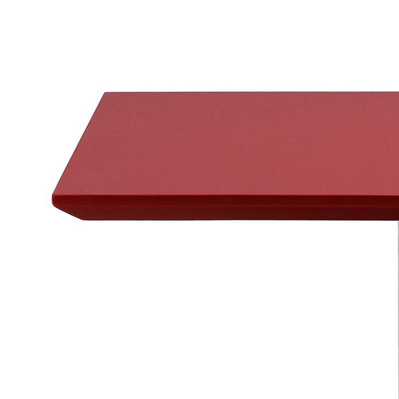 23.5 in. Red and Chrome Square Metal End Table, Sturdy Build End Side Table for Living Rooms