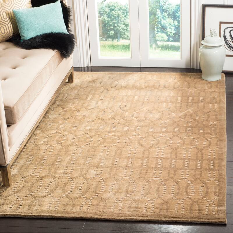 SAFAVIEH Couture Hand-knotted Tibetan Dilwen Modern Wool Rug - 6' x 9' - Ivory/Beige