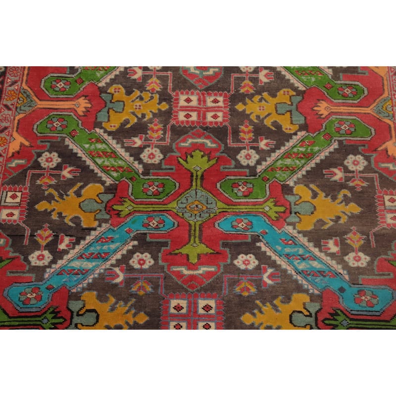 Hand Knotted Oriental 100% Wool Carpet Traditional Geometric Brown Meshkin Runner Rug - 9' 8'' X 4' 5''