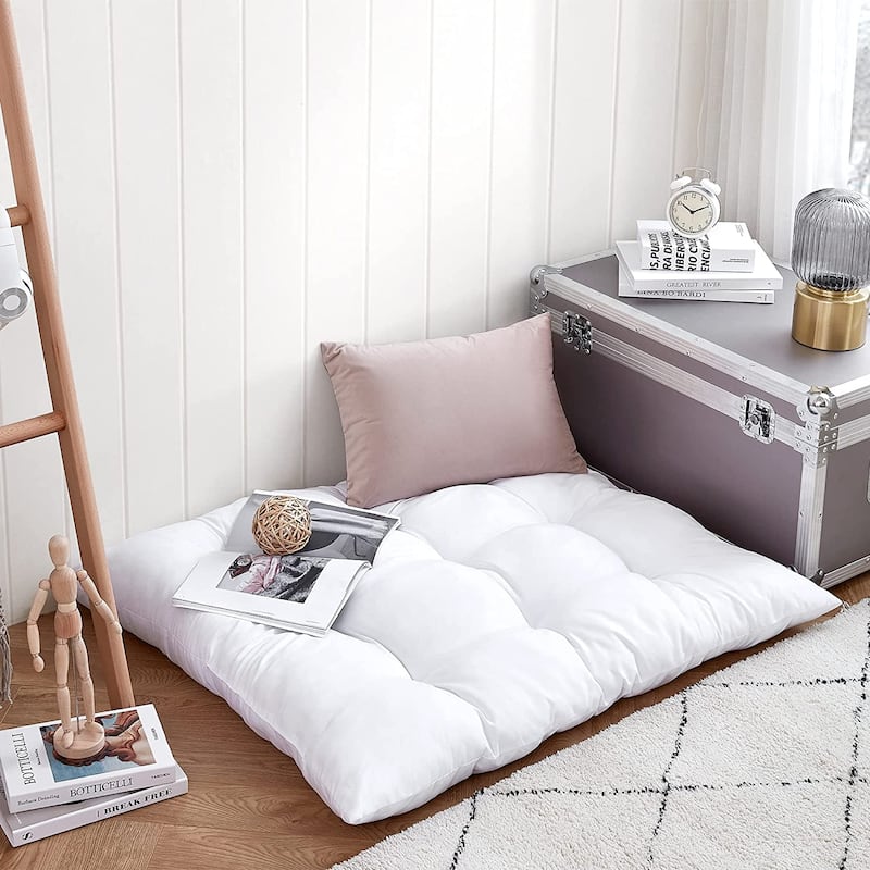Rainha® Puffy Tufted Floor Pillow by DormCo - White