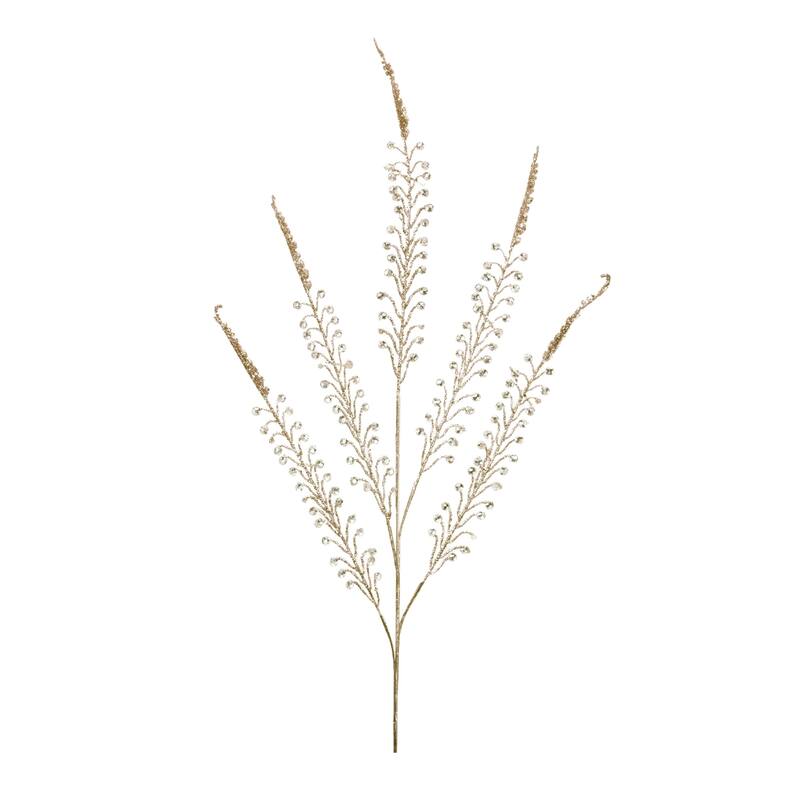 Beaded Glitter Fern Artificial Christmas Spray - 34.5" - Gold - Set of 2