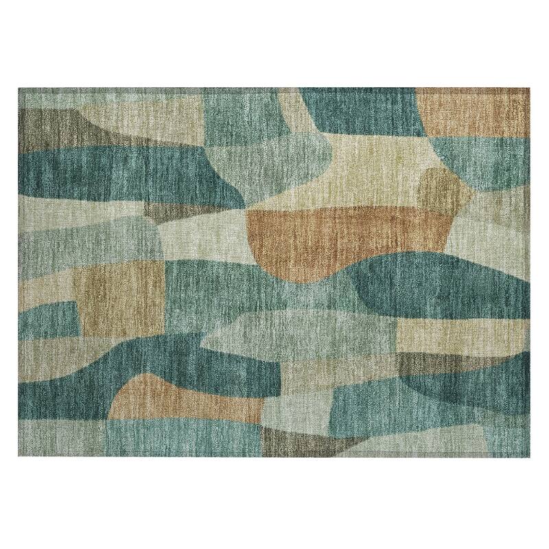 Machine Washable Indoor/ Outdoor Contemporary Layers Chantille Rug