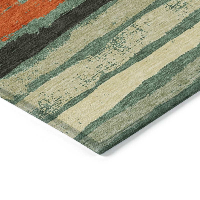 Machine Washable Indoor/ Outdoor Chantille Stripe Rug