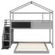 preview thumbnail 4 of 16, Twin over Full House Bunk Bed with Storage Staircase, Blackboard, and Solid Pine Wood Frame, Gray
