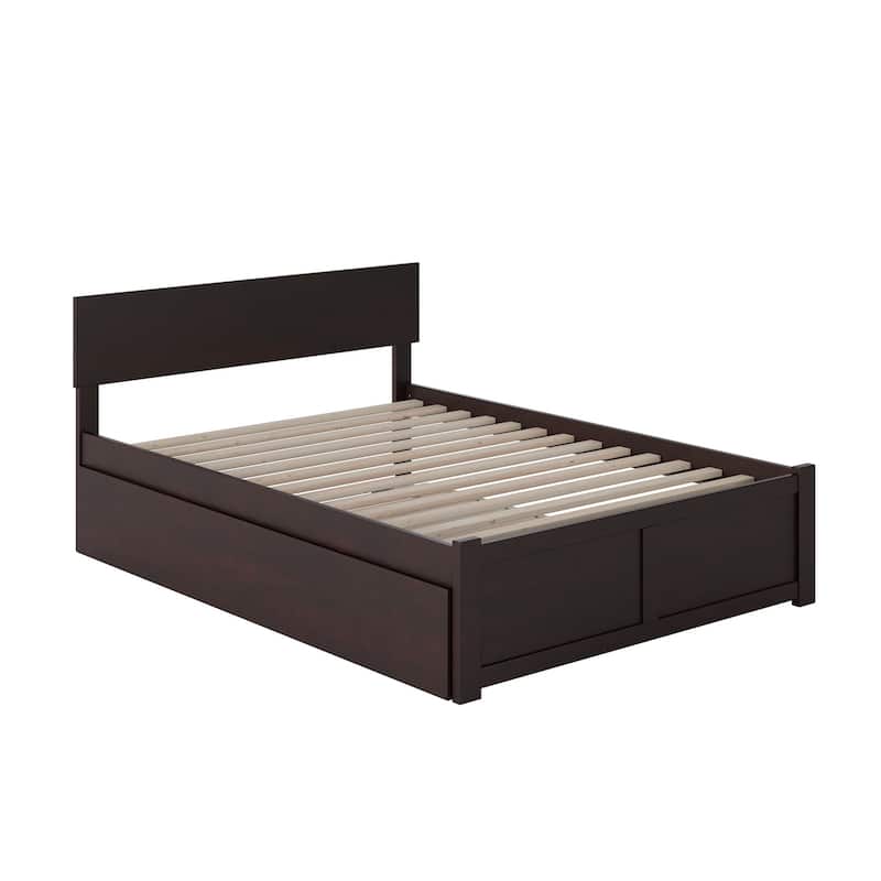 Orlando Full Platform Bed with Footboard and Full Trundle Bed