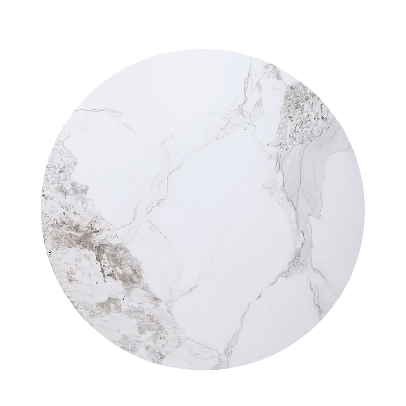 Round Dining Table with Sintered Stone Top in White