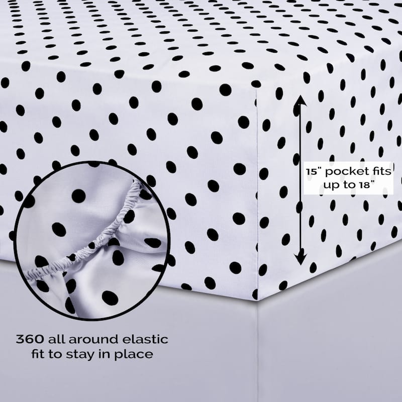 Superior Thread Count 600TC Cotton Blend Polka Dot Bed Sheet Set