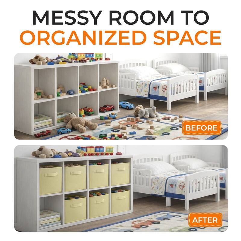 Cheer Collection 6 Pack Fabric Storage Cubes with Dual Handles Collapsible Organizer Bins