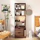 preview thumbnail 1 of 9, Nightstand with Bookshelf,Night Stand with 2 Storage Drawers for Bedroom Walnut
